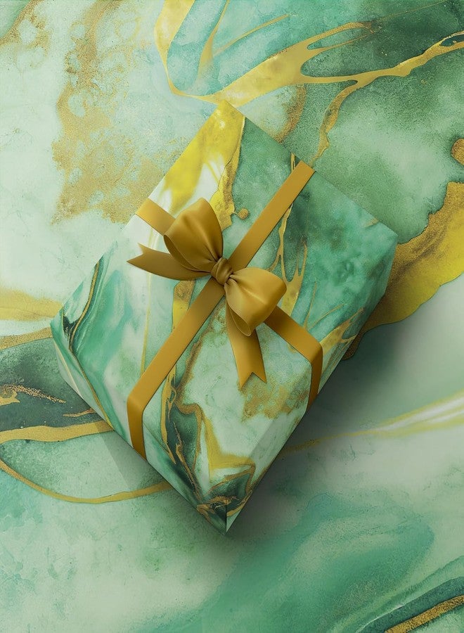 UNWRAP DELIGHTS Luxury Gift Wrapping Paper Pack - Marble Print Design, Elegant and Durable for All Occasions - 25 Sheets of Wrapping Paper in Stunning Green Color - Image 1